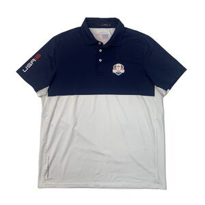 Ralph Lauren RLX Polo Shirt Mens L Large Blue White Team USA Open 2016 Tourney